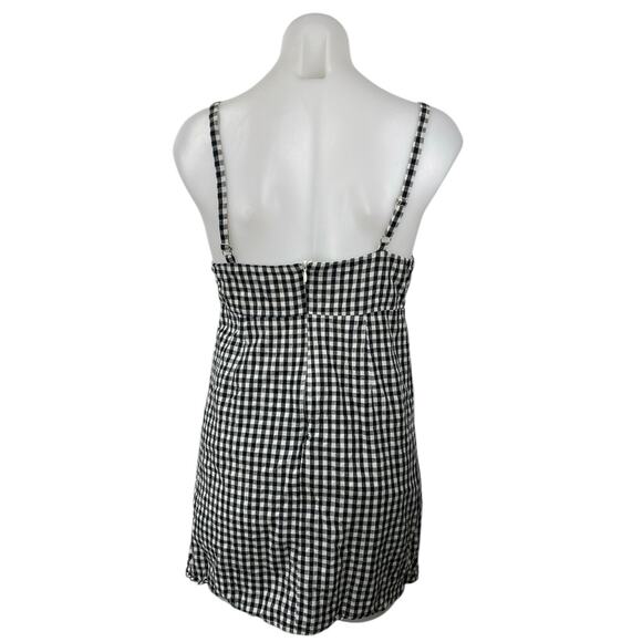 Urban Outfitters Cooperative Black Gingham Cami Tank Mini A Line Dress Size 2 - Picture 2 of 4